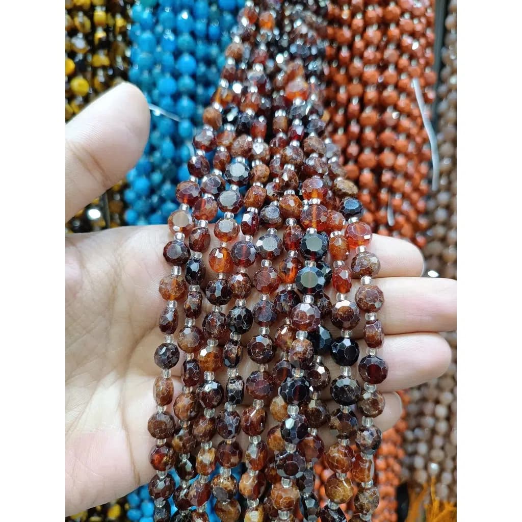 ریسه سنگ گارنت سکه ای تراش کد 3201 — تصویر ۳