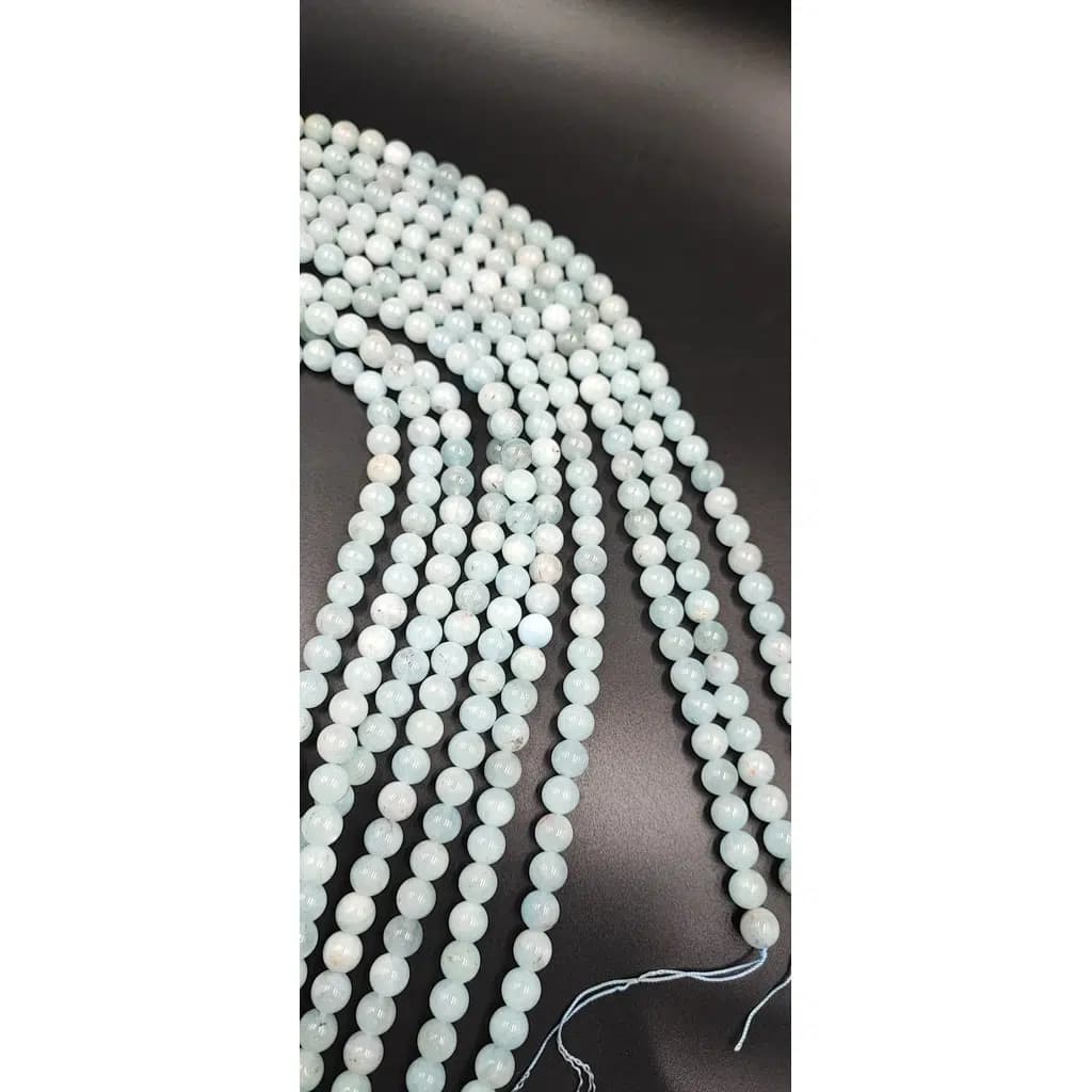 ریسه سنگ آکوامارین طبیعی سایز 8 میلی کد 9764 — تصویر ۳