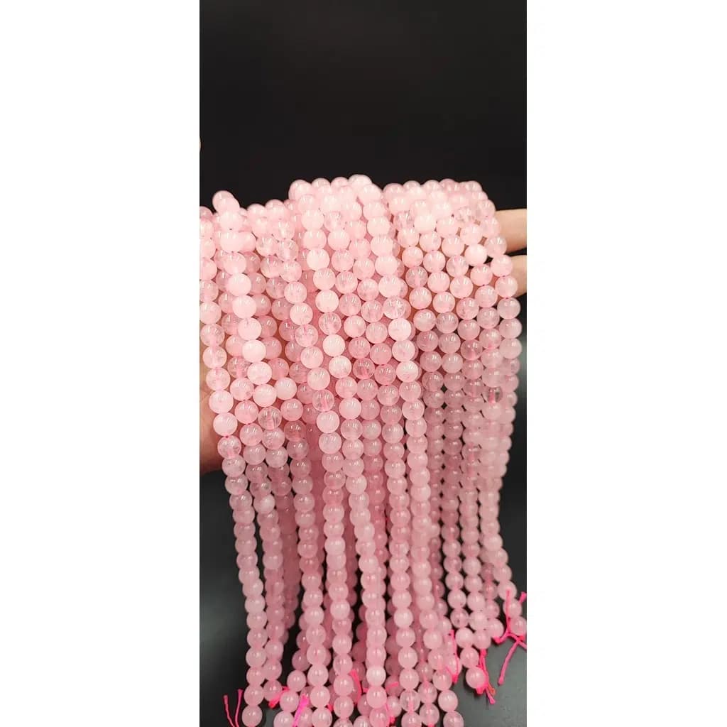 ریسه سنگ رز کوارتز سایز 8 میلی کد 8654 — تصویر ۶