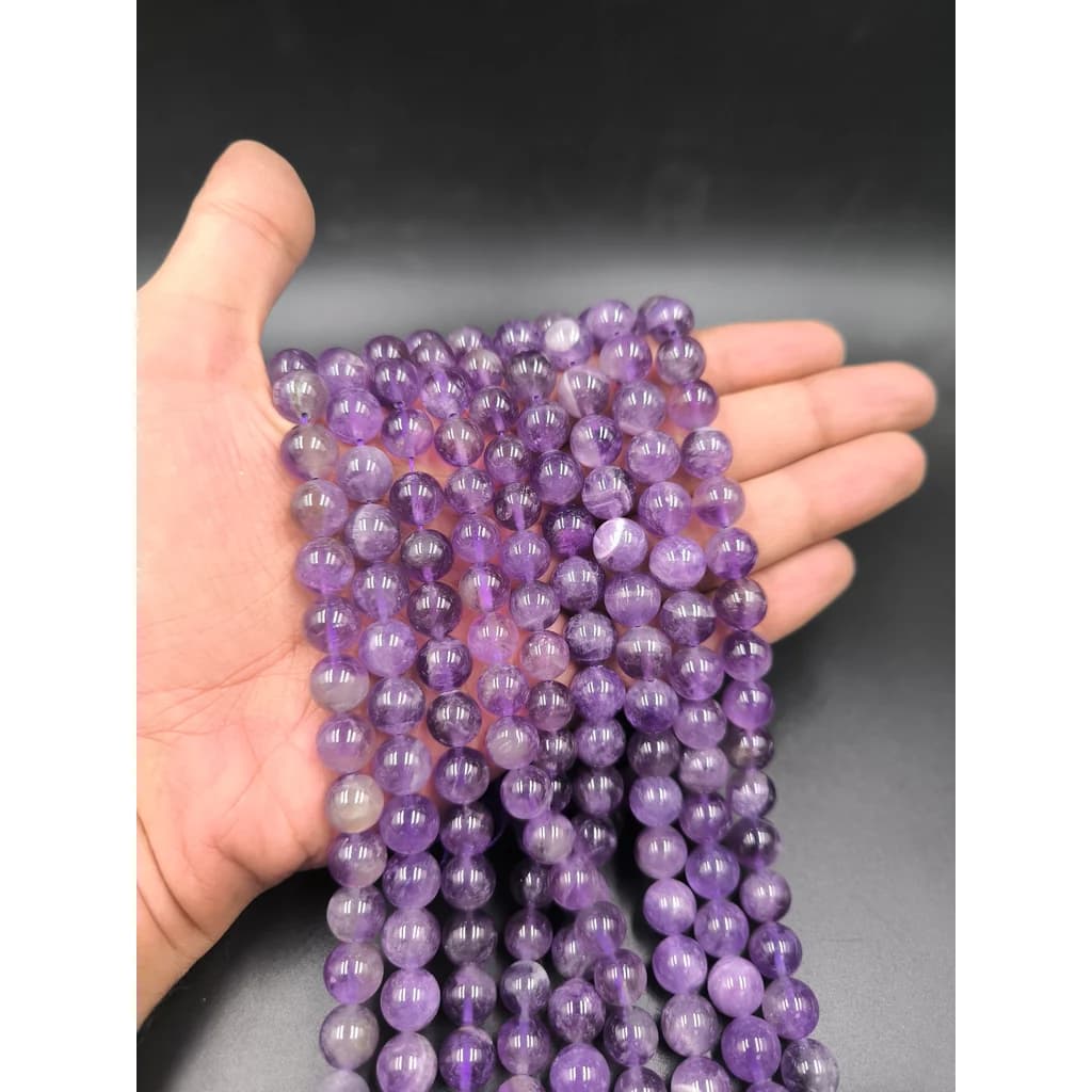 ریسه سنگ آمیتیست در سه سایز کد 6756 — تصویر ۳