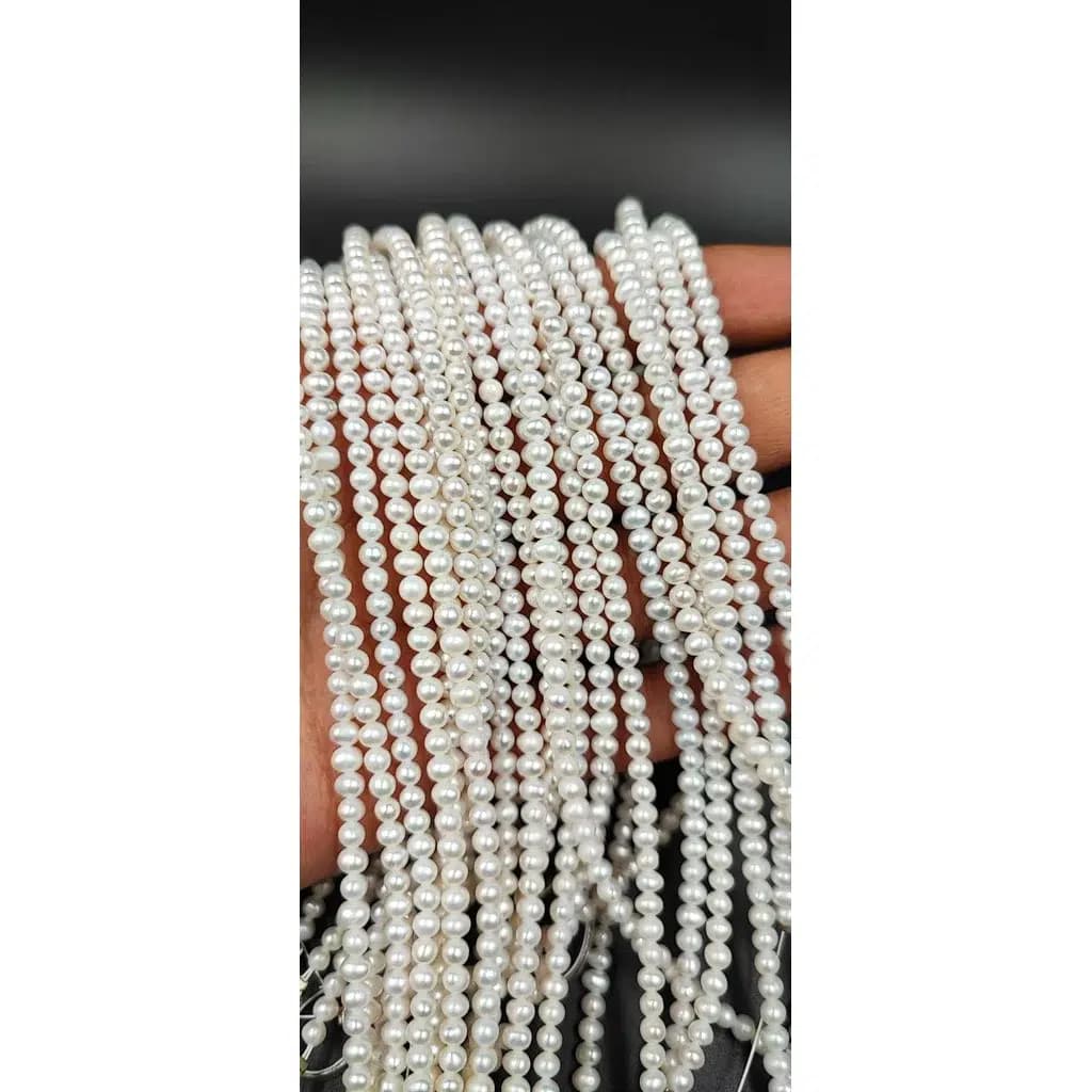 ریسه مروارید پرورشی طبیعی سایز 3 الی 4 میلیمتر کیفیت A+ کد 7625 — تصویر ۸