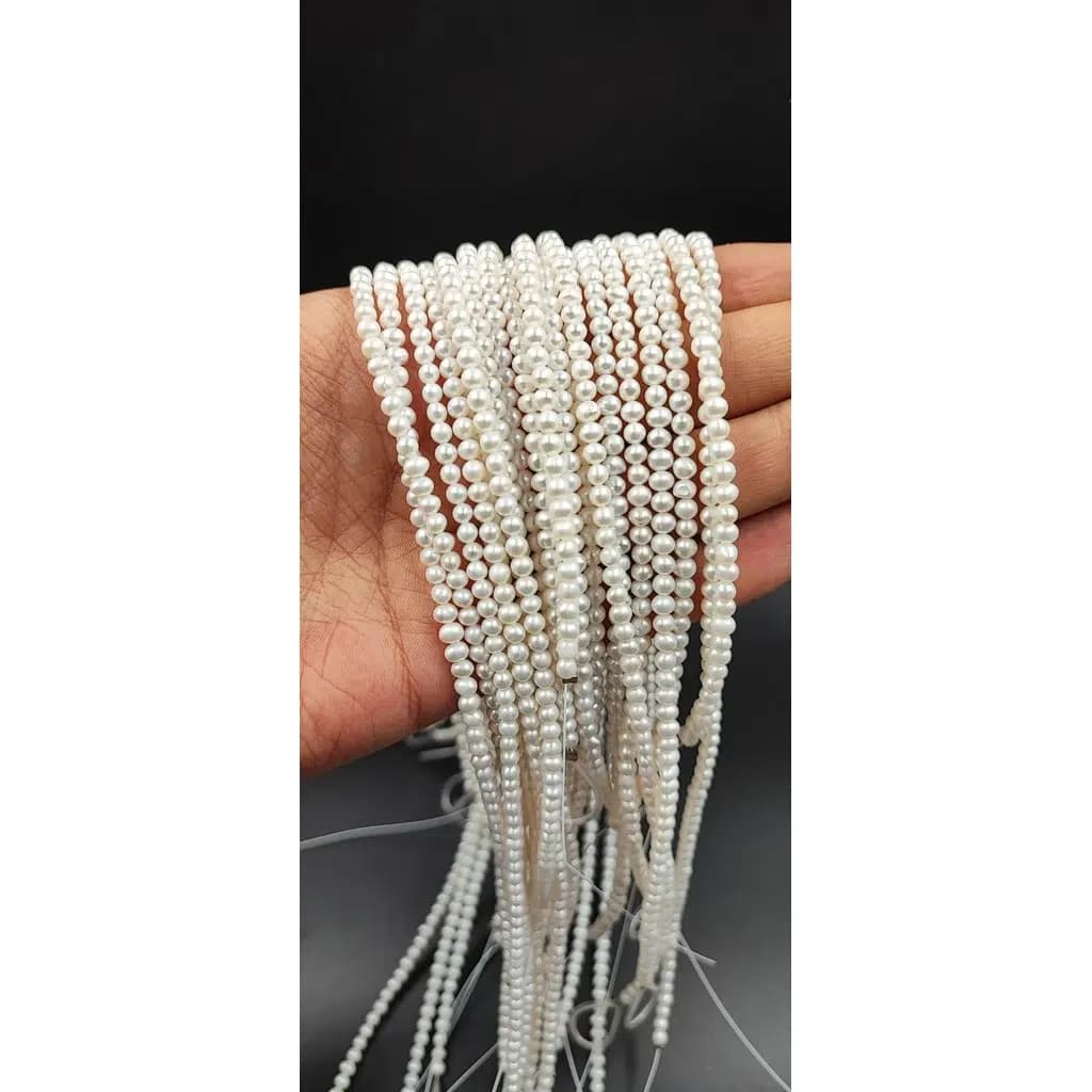 ریسه مروارید پرورشی طبیعی سایز 3 الی 4 میلیمتر کیفیت A+ کد 7625 — تصویر ۷