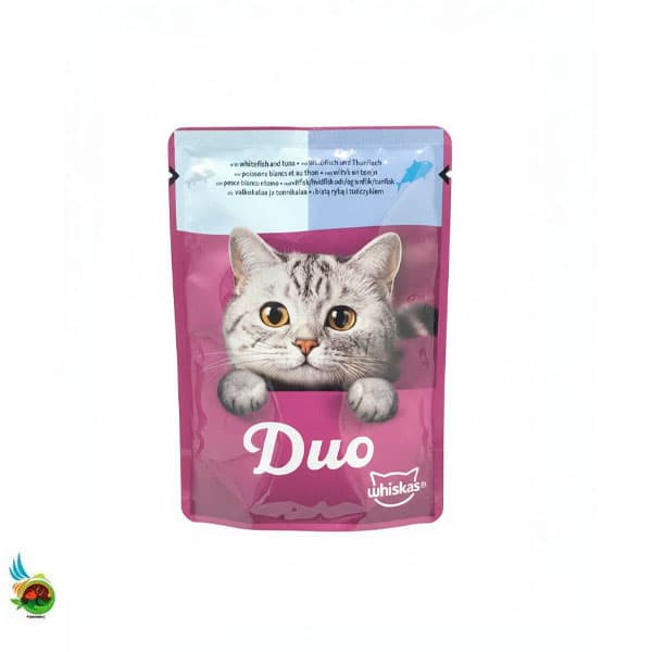پوچ گربه بالغ ویسکاس طعم ماهی سفید و تن Whiskas with whitefish and tuna وزن ۸۵ گرم