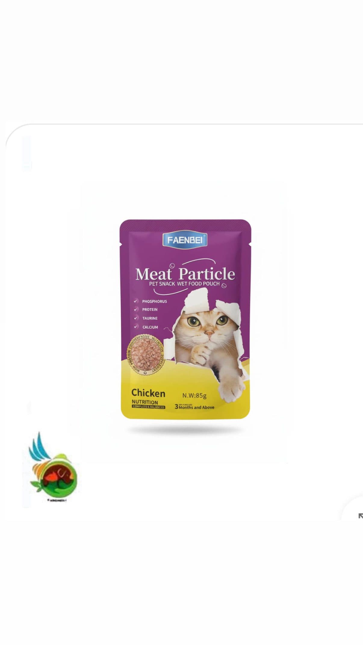 پوچ گربه فنبی طعم مرغ مدل چانکی Faenbei meat particle with chicken وزن ۸۵ گرم