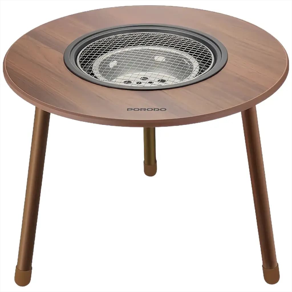 میز کمپینگ و میز گریل گرد سفری پایه سه پایه‌ای پرودو مدل Porodo Lifestyle Tripod Base Outdoor Round Grill Table – Brown — تصویر ۱۰