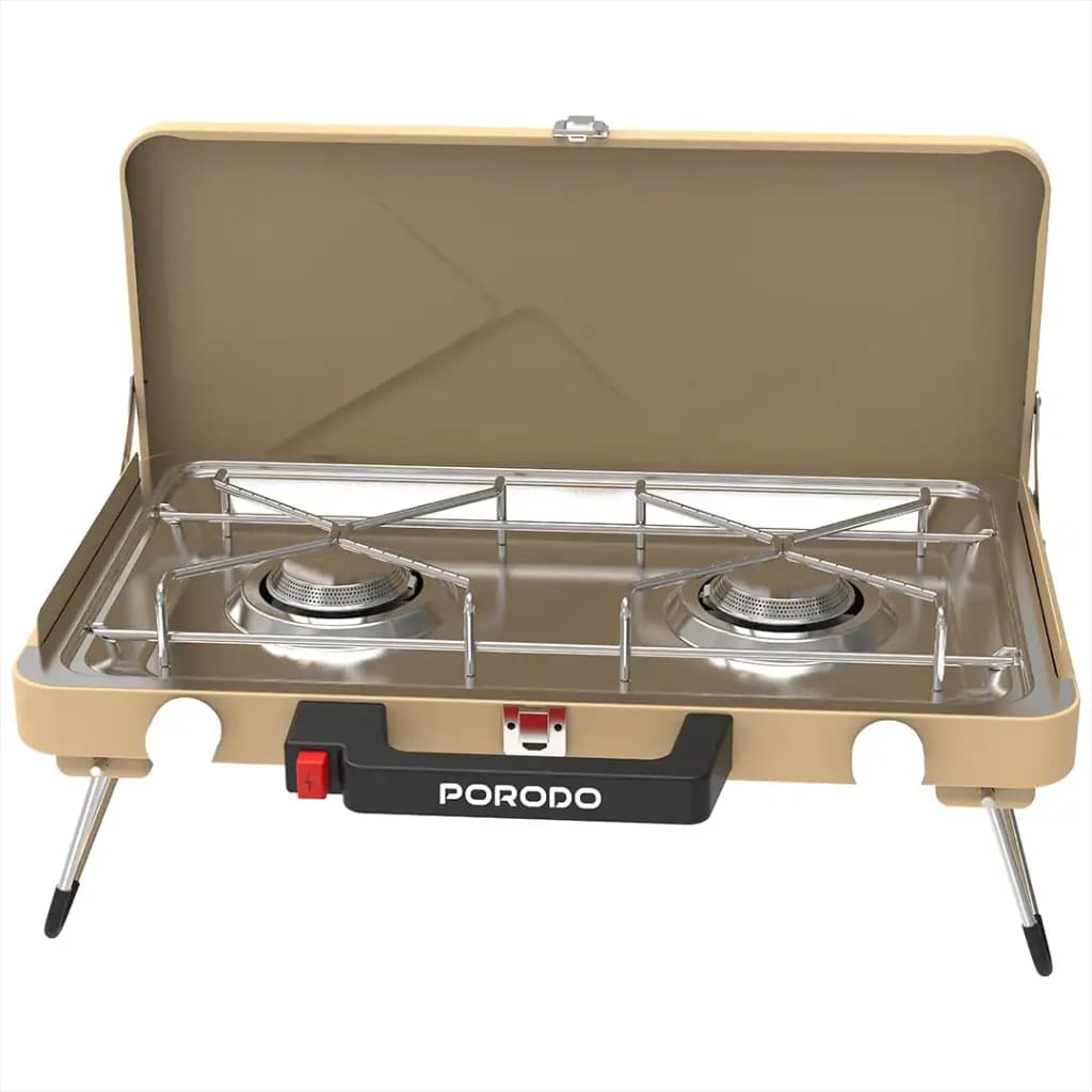 اجاق گاز کمپینگ و اجاق سفری پرودو دو شعله تاشو مدل Porodo Lifestyle Dual Burner Foldable Camping Stove – Khaki — تصویر ۷