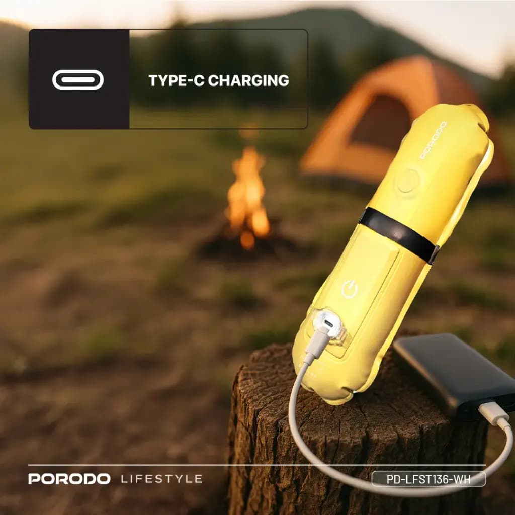 چراغ مسافرتی و چراغ کمپینگ بادی مگنتی پرودو مدل Porodo Lifestyle Inflatable Outdoor Magnetic Tube Light – White — تصویر ۶