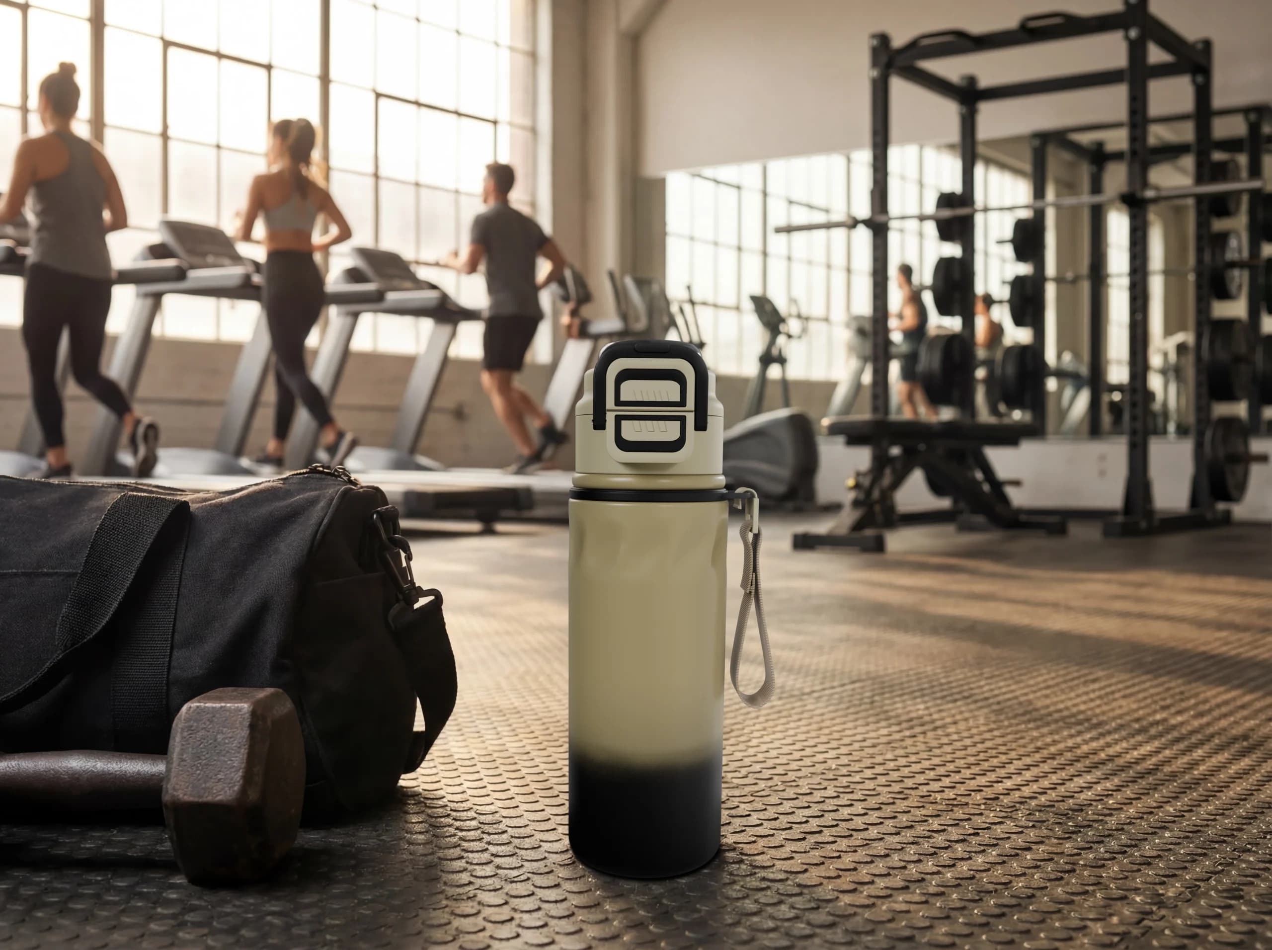 قمقمه ورزشی و بطری آب پرودو مدل Porodo Lifestyle PowerSip Sports Water Bottle 670ml – Beige — تصویر ۳