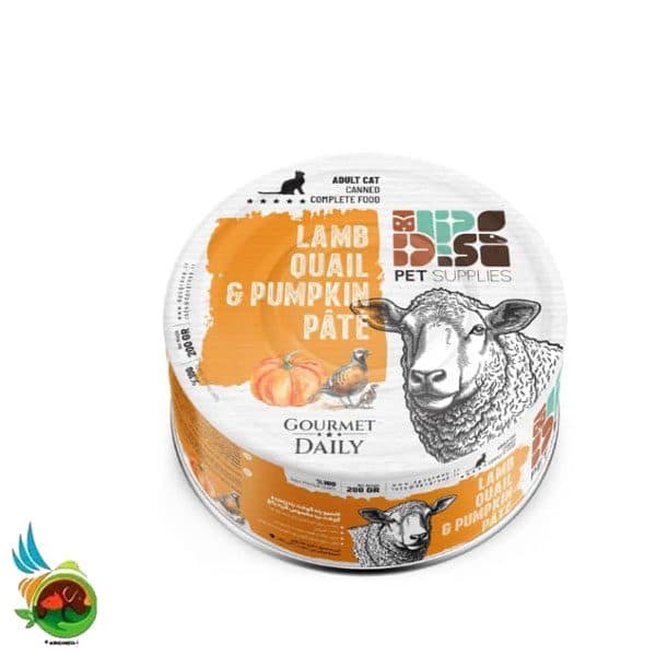 کنسرو پته گربه بالغ دی پی اس طعم بره، بلدرچین و کدو حلوایی Dps adult cat lamb and quail &amp; pumpkin وزن ۲۰۰ گرم