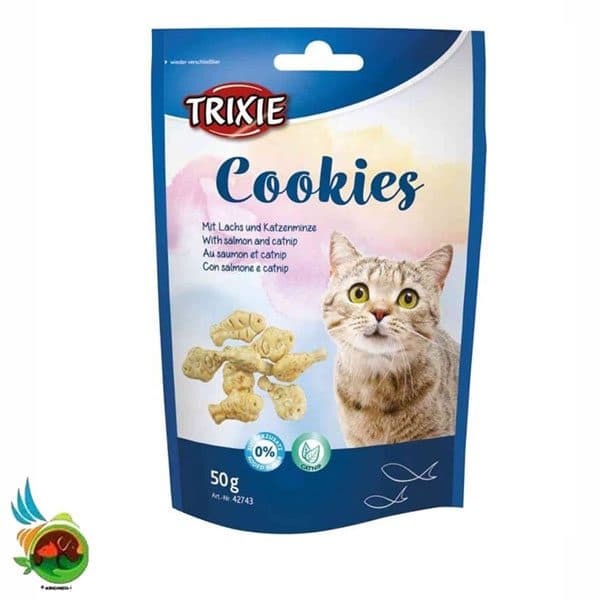 تشویقی بیسکویتی گربه تریکسی طعم ماهی و کت نیپ Trixie cookies fish &amp; catnip وزن ۵۰ گرم
