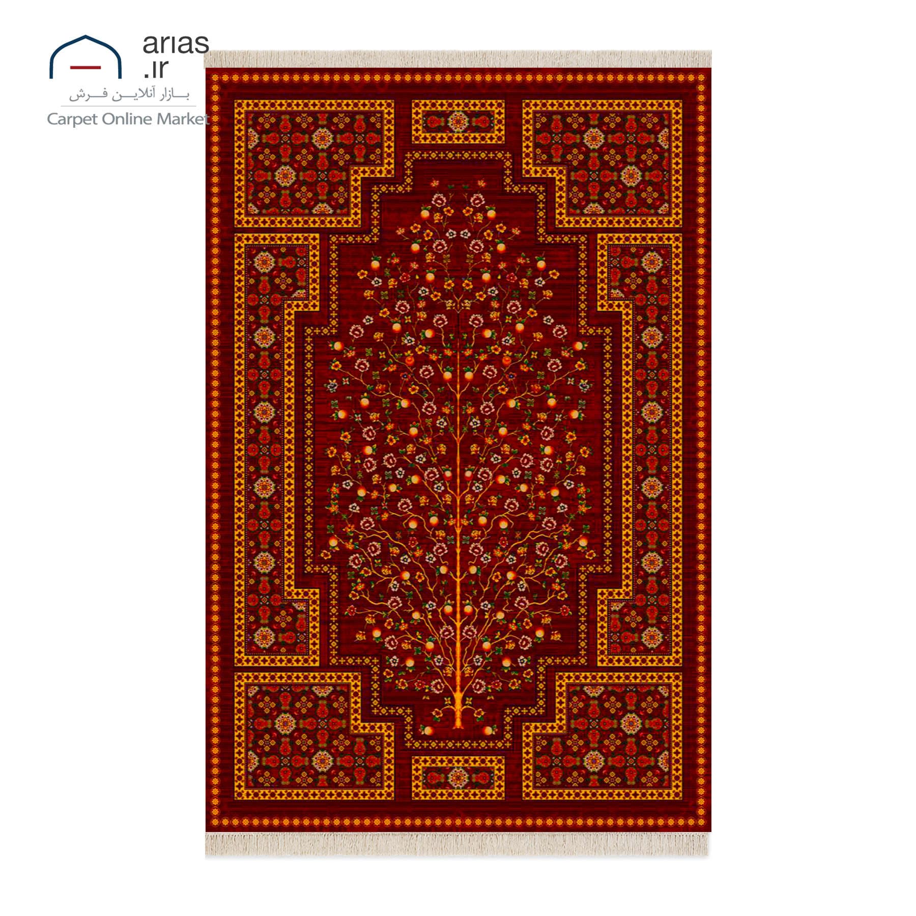 فرش ماشینی آریاس زمینه لاکی کد M04061