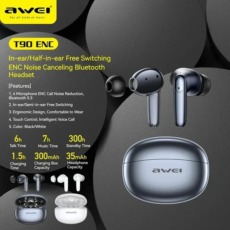 هدفون بلوتوثی اوی مدل T90 ENC — تصویر ۳