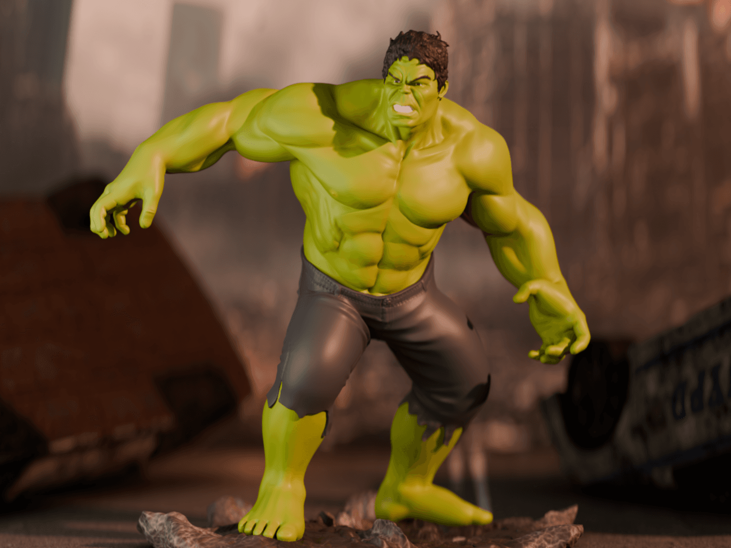 🧸 فیگور هالک (Hulk) | چاپ سه‌بعدی +PLA | رنگ‌آمیزی دستی | ارتفاع ۲۰ سانتی‌متر — تصویر ۲