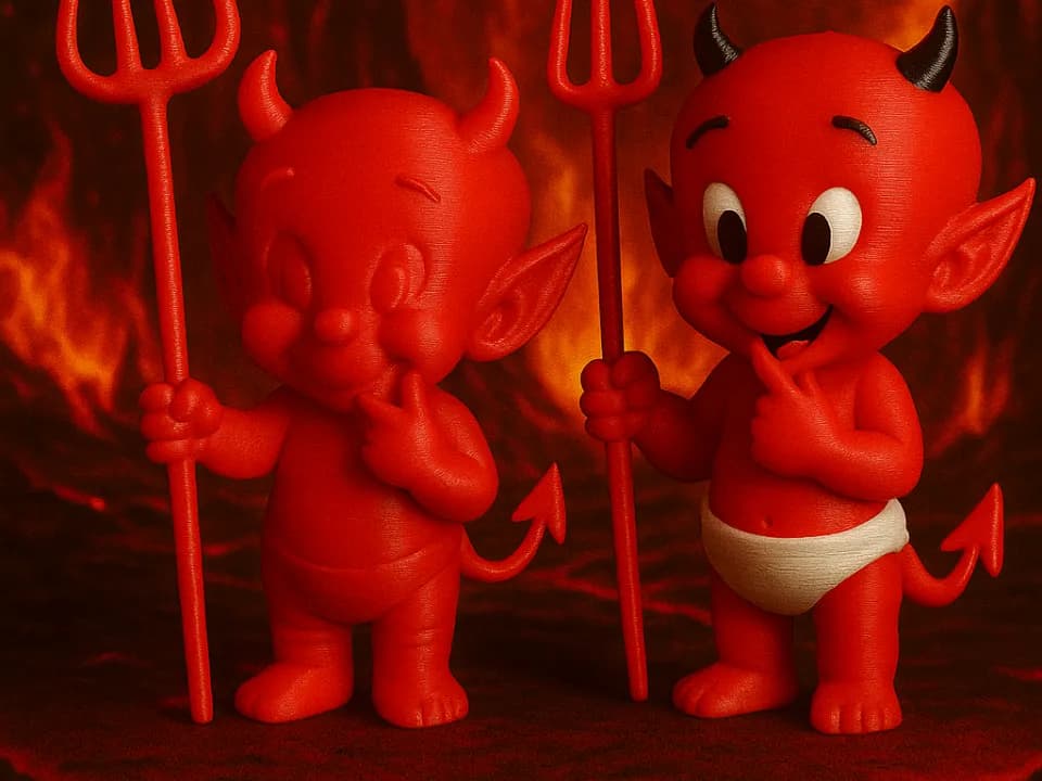😈 فیگور بچه شیطان (Little Devil) | چاپ سه‌بعدی رنگ‌شده | +PLA | ارتفاع ۱۵ سانتی‌متر