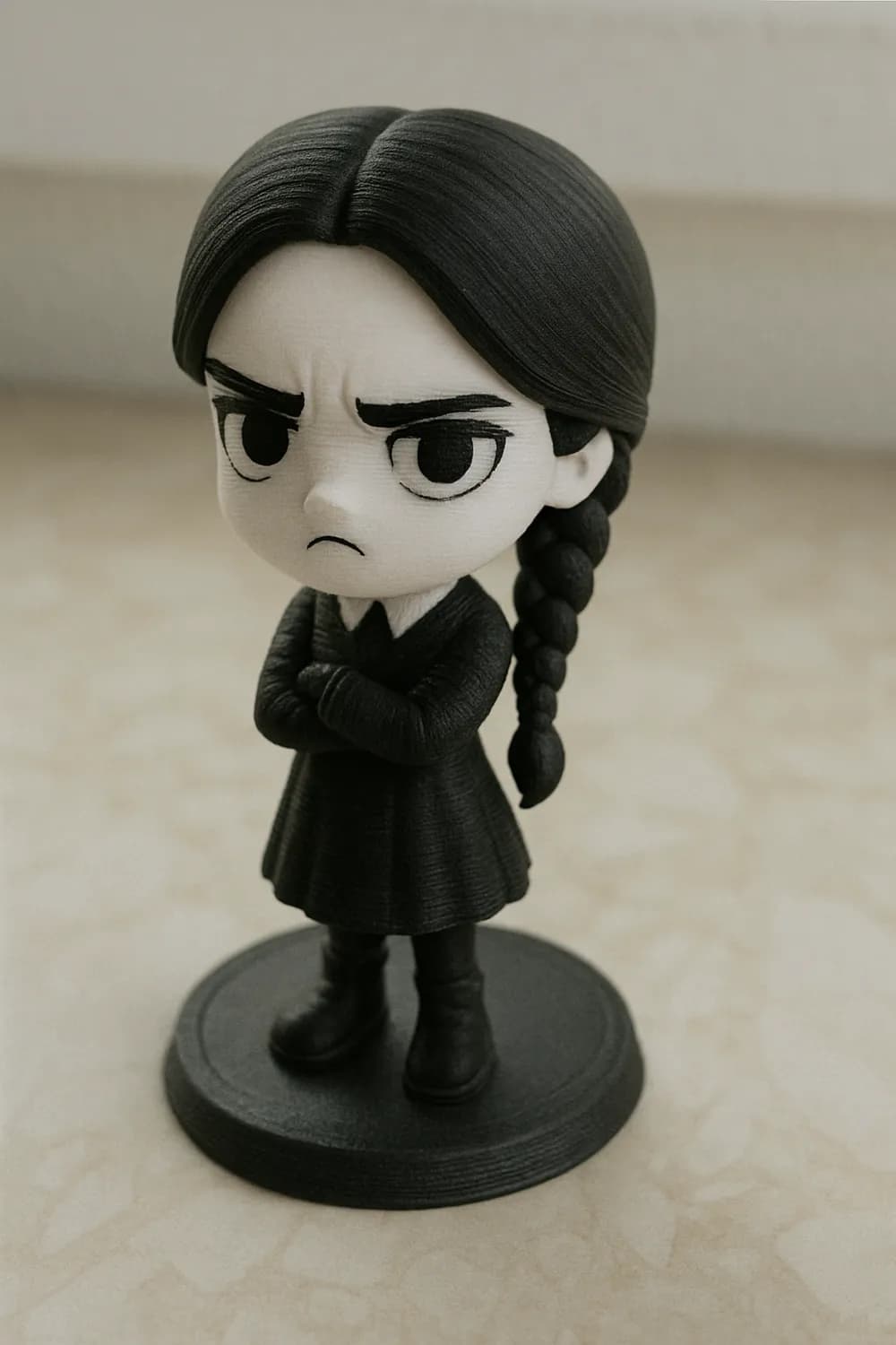 🖤 فیگور ونزدی (Wednesday Addams) | چاپ سهبعدی رنگشده | +PLA | ارتفاع ۱۲ سانتیمتر — تصویر ۱۰
