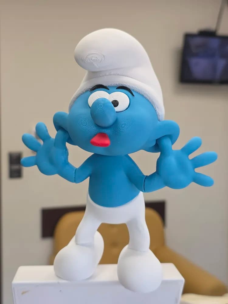 💙 فیگور اسمورف (Smurf) خندان | چاپ سهبعدی رنگشده | +PLA | ارتفاع ۲۰ سانتیمتر — تصویر ۱۰
