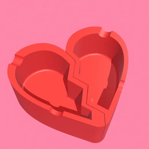 ❤️ زیرسیگاری فیلامنتی طرح قلب دوتکه | مدل عاشقانه PLA+ قرمز — تصویر ۸