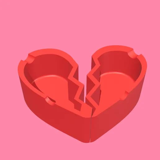 ❤️ زیرسیگاری فیلامنتی طرح قلب دوتکه | مدل عاشقانه PLA+ قرمز — تصویر ۴