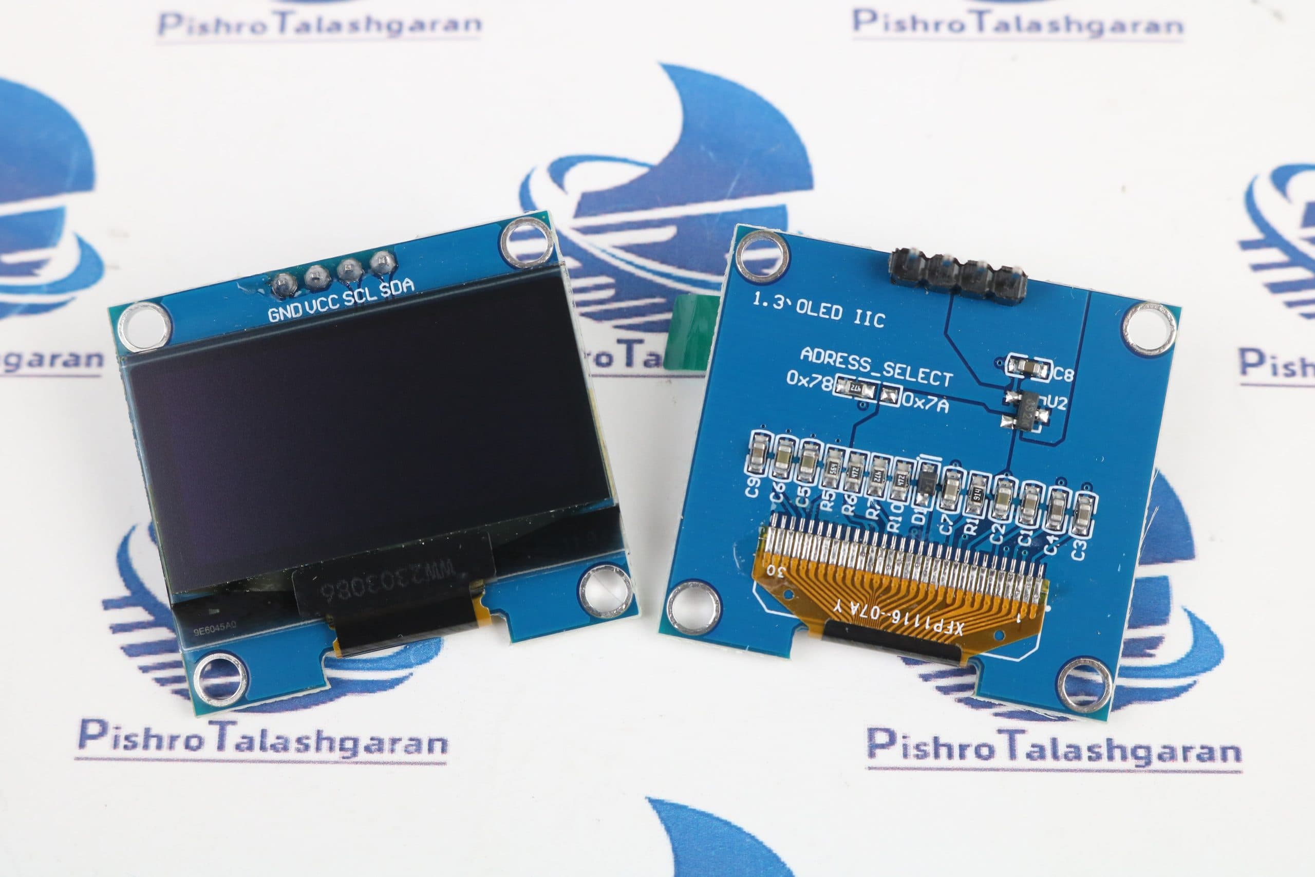 ماژول نمایشگر OLED تک رنگ سفید 1.3 اینچ دارای ارتباط I2C