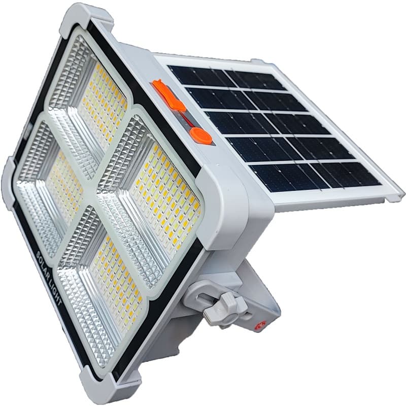 پروژکتور شارژی خورشیدی (شش باتری) با پنل تاشو و چراغ قوه 100وات — تصویر ۸