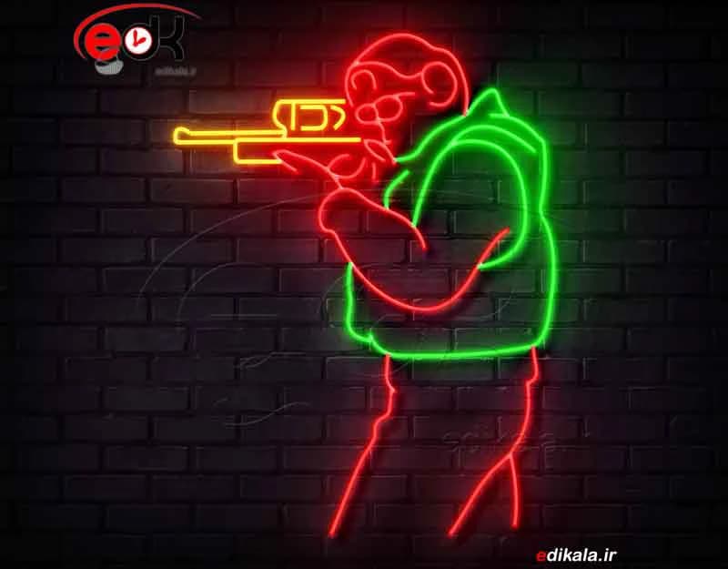تابلو نئون طرح شخصیت بازی کانتر شماره 1 در ابعاد مختلف +آداپتور+ فایل لایه باز