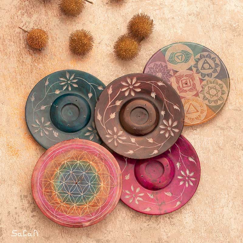 عود سوز سنگی دایره گل و هفت چاکرا