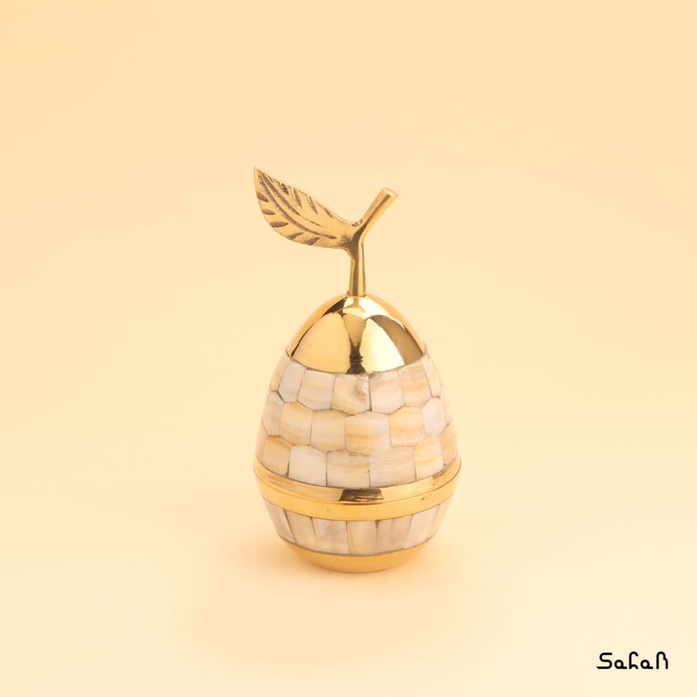 جاجواهری برنجی و صدفی طلایی مدل گلابی — تصویر ۴