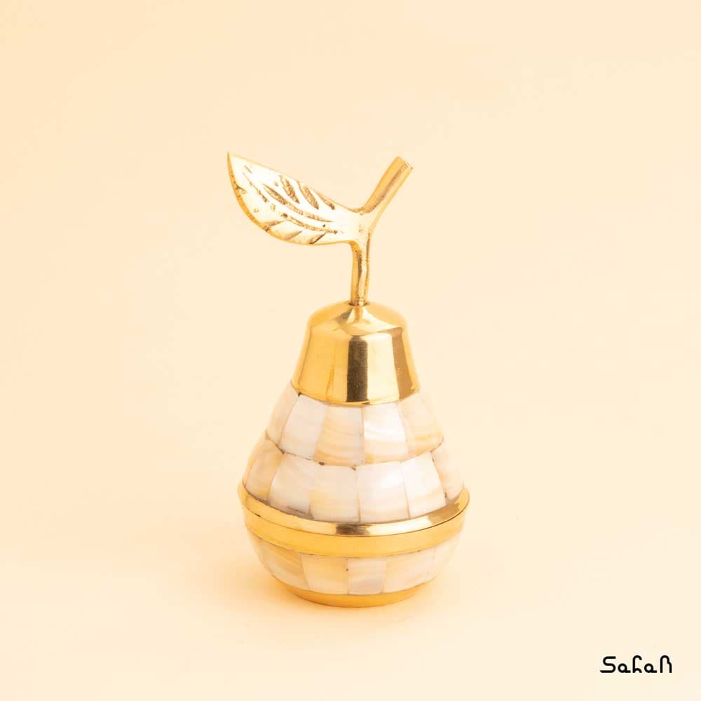 جاجواهری برنجی و صدفی طلایی مدل گلابی
