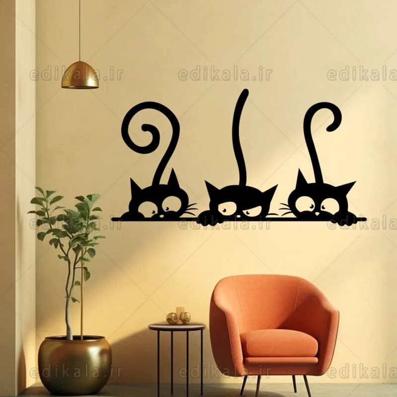 آینه دکوراتیو طرح گربه شماره 4 در پنج رنگ و ابعاد انتخابی+فایل کورل — تصویر ۶
