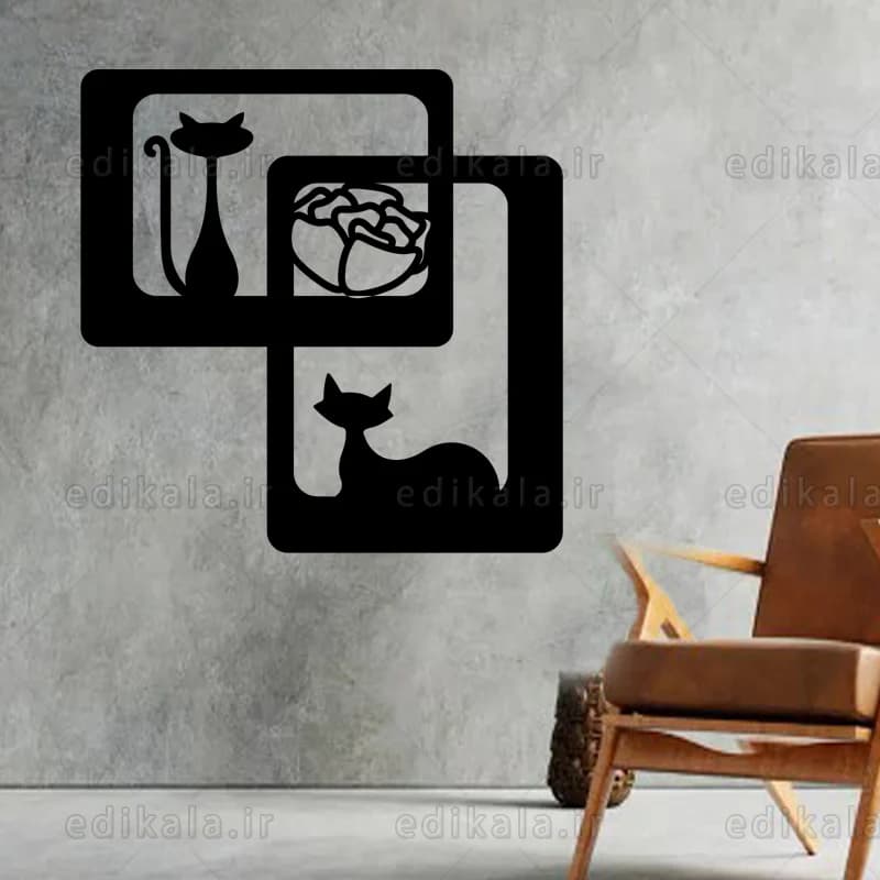 آینه دکوراتیو طرح گربه شماره 3 در پنج رنگ و ابعاد انتخابی+فایل کورل — تصویر ۳