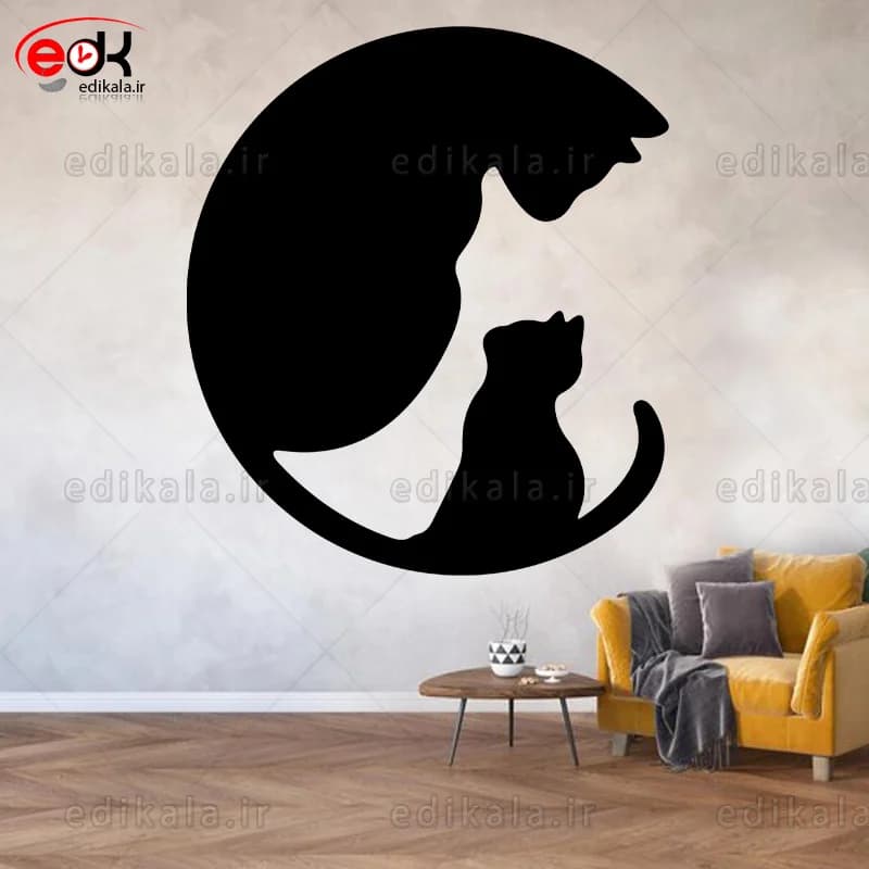 آینه دکوراتیو طرح گربه شماره 3 در پنج رنگ و ابعاد انتخابی+فایل کورل — تصویر ۵