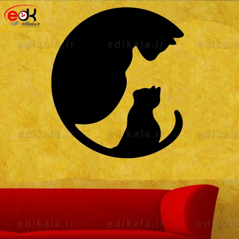 آینه دکوراتیو طرح گربه شماره 3 در پنج رنگ و ابعاد انتخابی+فایل کورل — تصویر ۶