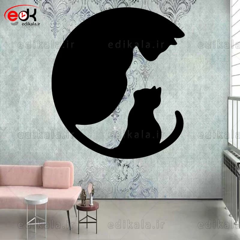 آینه دکوراتیو طرح گربه شماره 3 در پنج رنگ و ابعاد انتخابی+فایل کورل — تصویر ۷