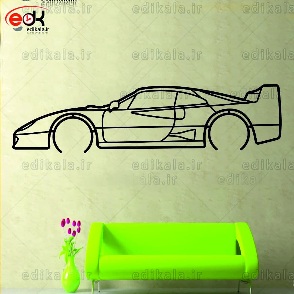 تابلو طرح ماشین فراری شماره 8 با چراغ نئون+آداپتور+با انتخاب سایز و جنس دلخواه — تصویر ۵