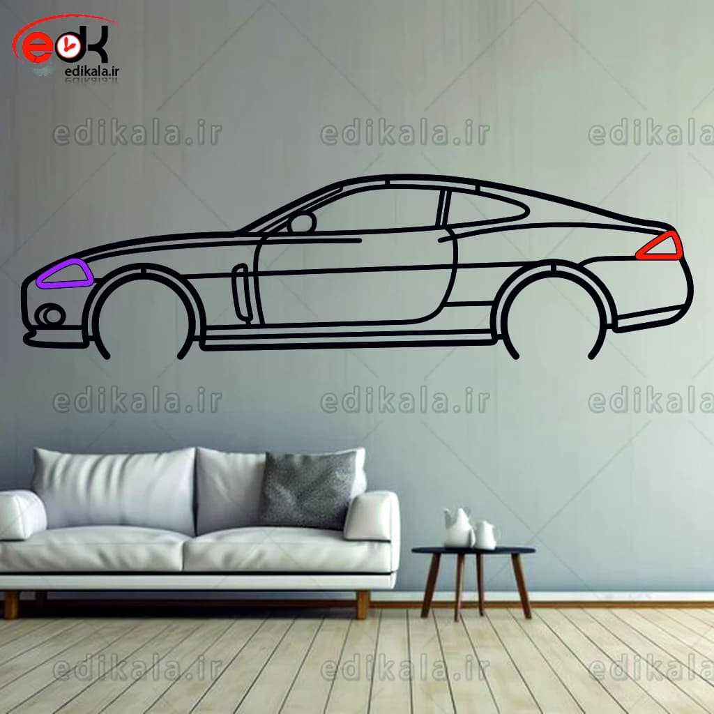 تابلو طرح ماشین جگوار شماره 7 با چراغ نئون+آداپتور+با انتخاب سایز و جنس دلخواه — تصویر ۶
