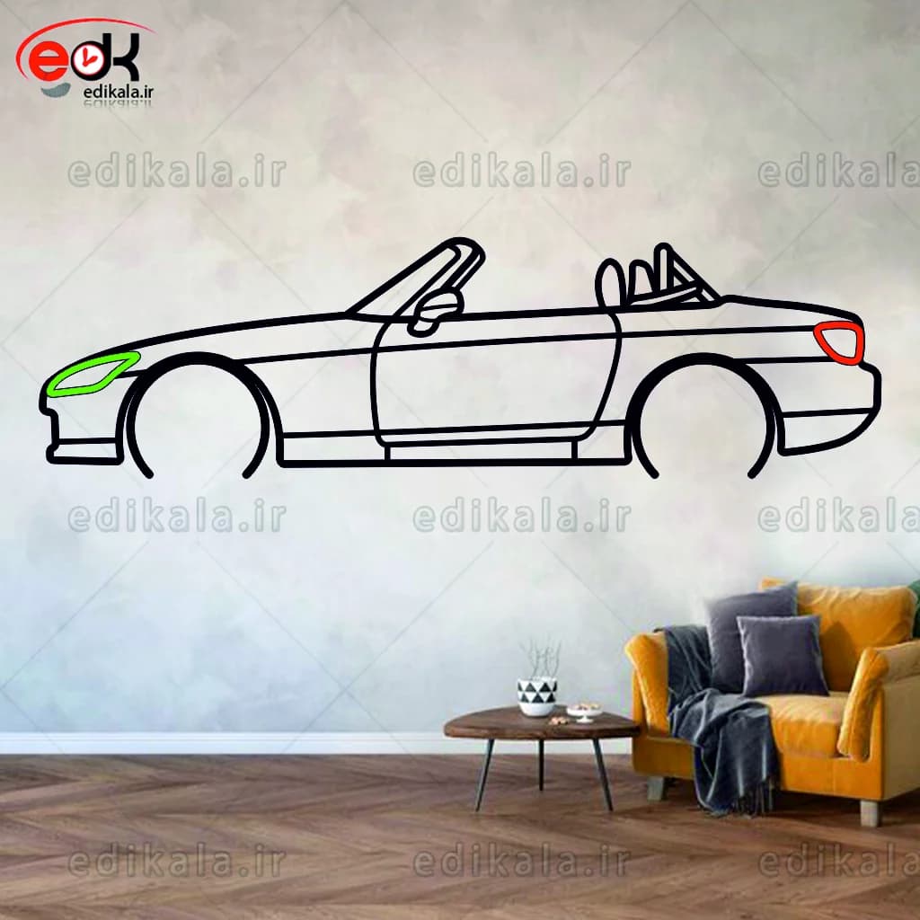 تابلو طرح ماشین هوندا شماره 6 با چراغ نئون+آداپتور+با انتخاب سایز و جنس دلخواه — تصویر ۳