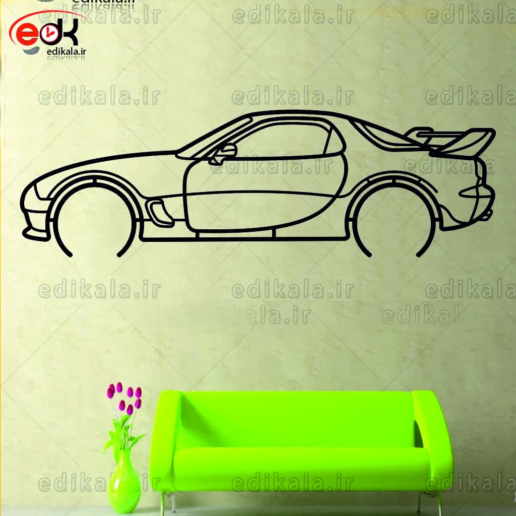 تابلو طرح ماشین مزدا شماره 5 با چراغ نئون+آداپتور+با انتخاب سایز و جنس دلخواه — تصویر ۶
