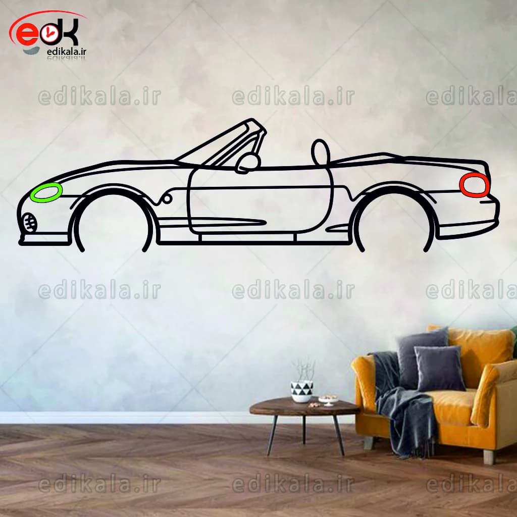 تابلو طرح ماشین مزدا شماره 4 با چراغ نئون+آداپتور+با انتخاب سایز و جنس دلخواه — تصویر ۶