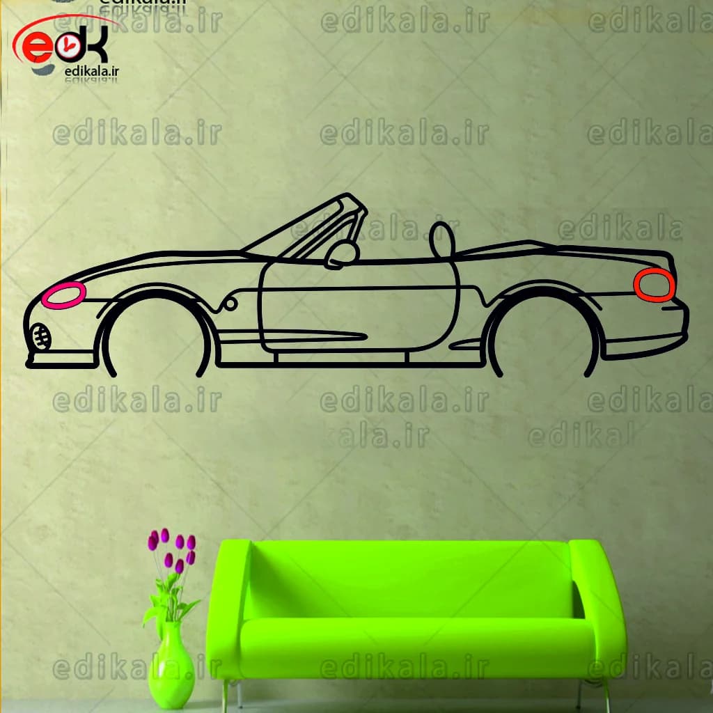 تابلو طرح ماشین مزدا شماره 4 با چراغ نئون+آداپتور+با انتخاب سایز و جنس دلخواه