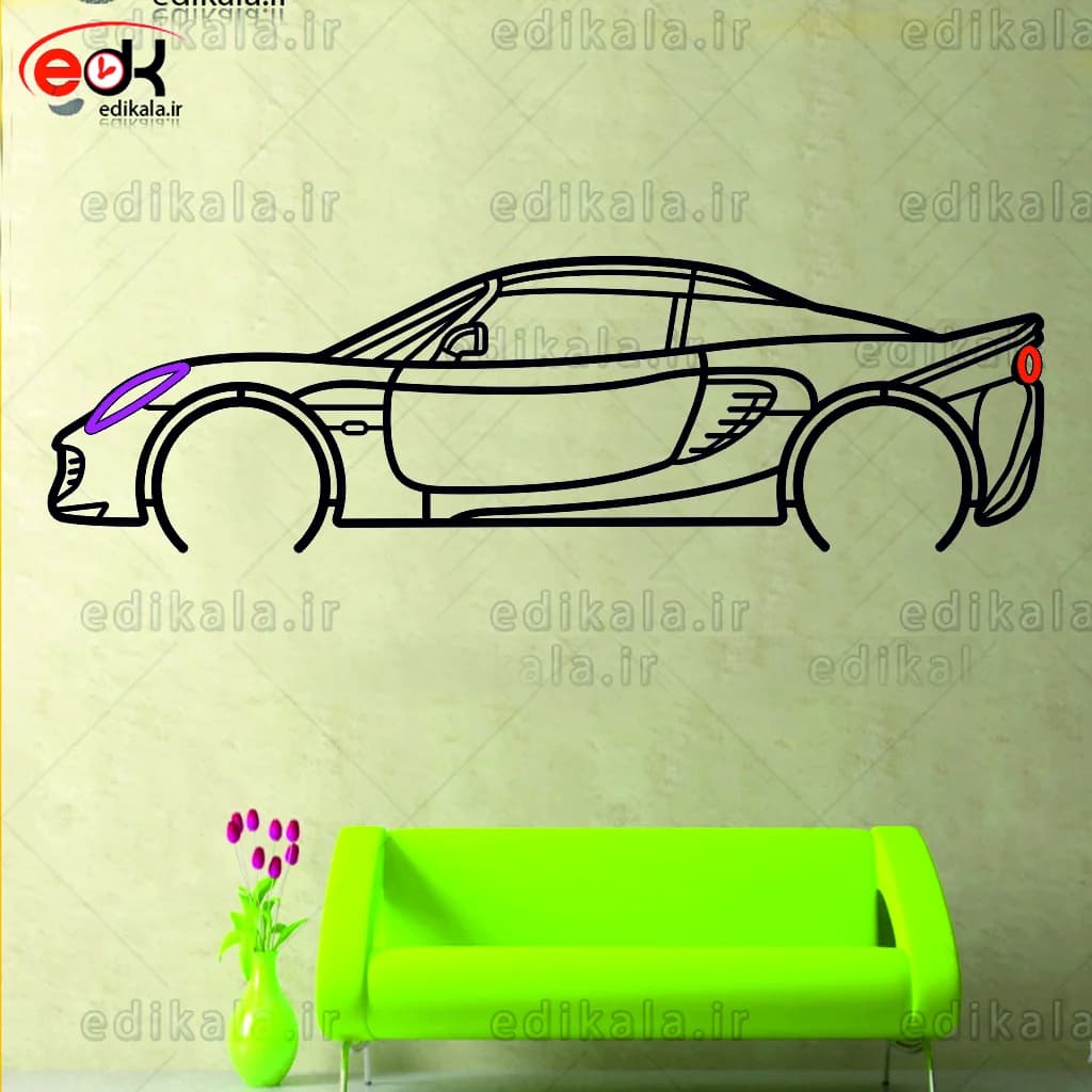 تابلو طرح ماشین Lotus شماره 2 با چراغ نئون+آداپتور+با انتخاب سایز و جنس دلخواه — تصویر ۶