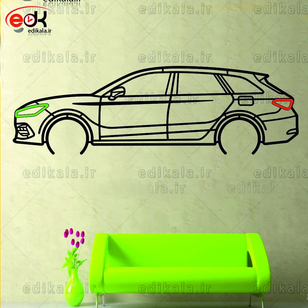 تابلو طرح ماشین آئودی شماره 7 با چراغ نئون+آداپتور+با انتخاب سایز و جنس دلخواه — تصویر ۳