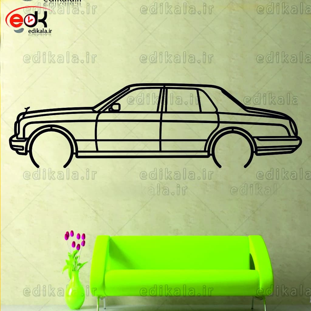 تابلو طرح ماشین رولز رویس شماره 3 با چراغ نئون+آداپتور+با انتخاب سایز و جنس دلخواه — تصویر ۲