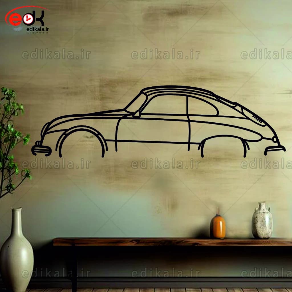 تابلو طرح ماشین پورشه شماره 24 با چراغ نئون+آداپتور+با انتخاب سایز و جنس دلخواه