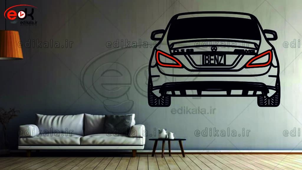 تابلو طرح ماشین بنز شماره 14 با چراغ نئون تک لاین CLS +آداپتور+با انتخاب سایز دلخواه+فایل کورل اماده برش — تصویر ۷