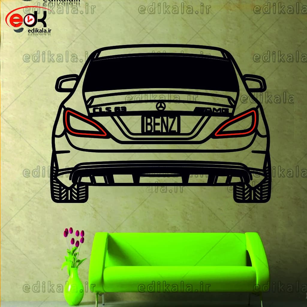 تابلو طرح ماشین بنز شماره 14 با چراغ نئون تک لاین CLS +آداپتور+با انتخاب سایز دلخواه+فایل کورل اماده برش — تصویر ۳
