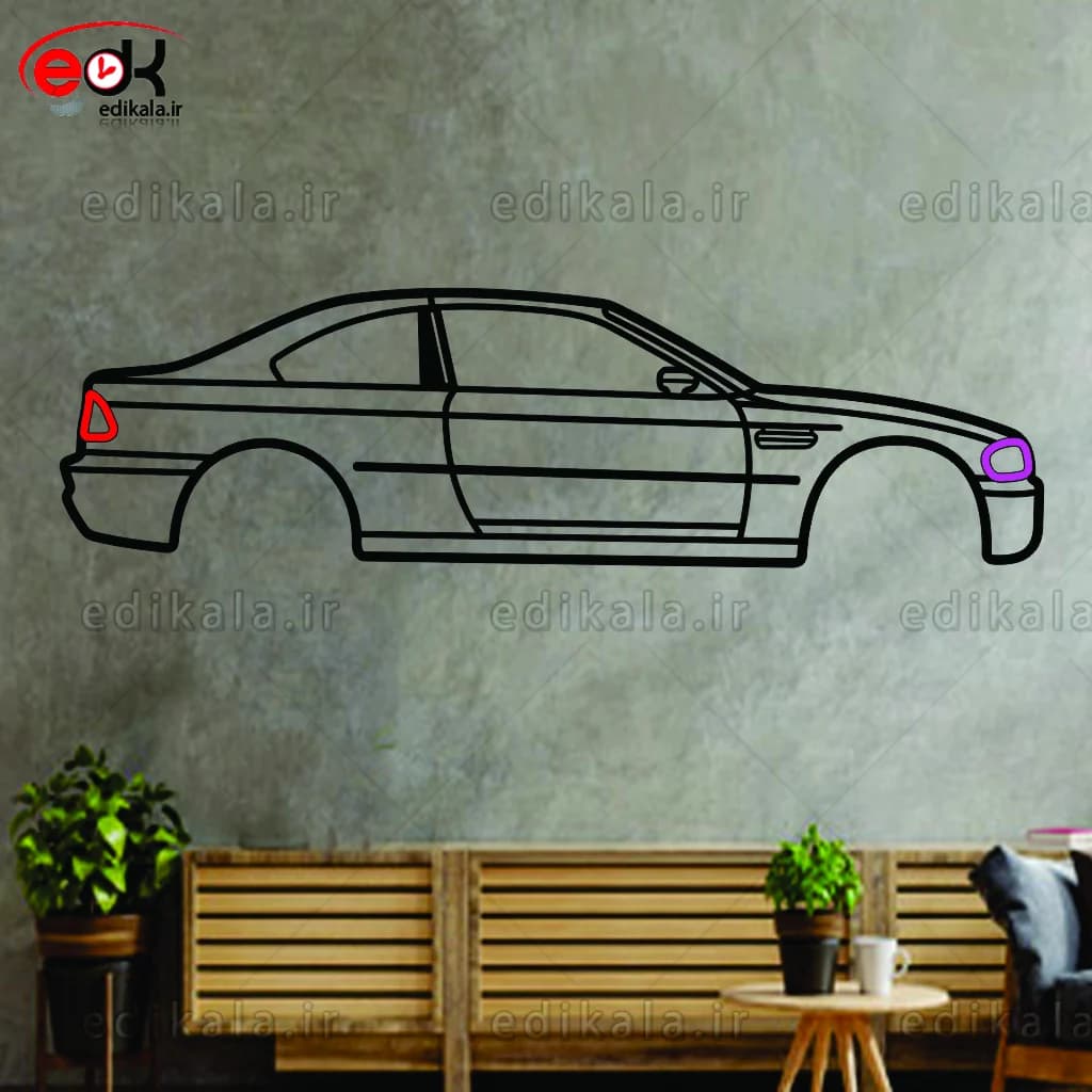 تابلو طرح ماشین BMW شماره 22 با چراغ نئون+آداپتور+با انتخاب سایز و جنس دلخواه — تصویر ۳