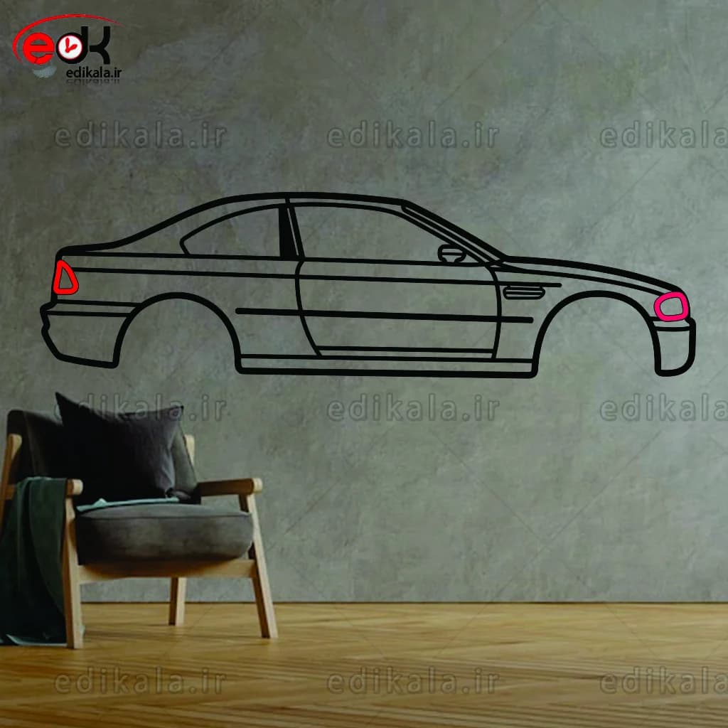 تابلو طرح ماشین BMW شماره 22 با چراغ نئون+آداپتور+با انتخاب سایز و جنس دلخواه — تصویر ۴