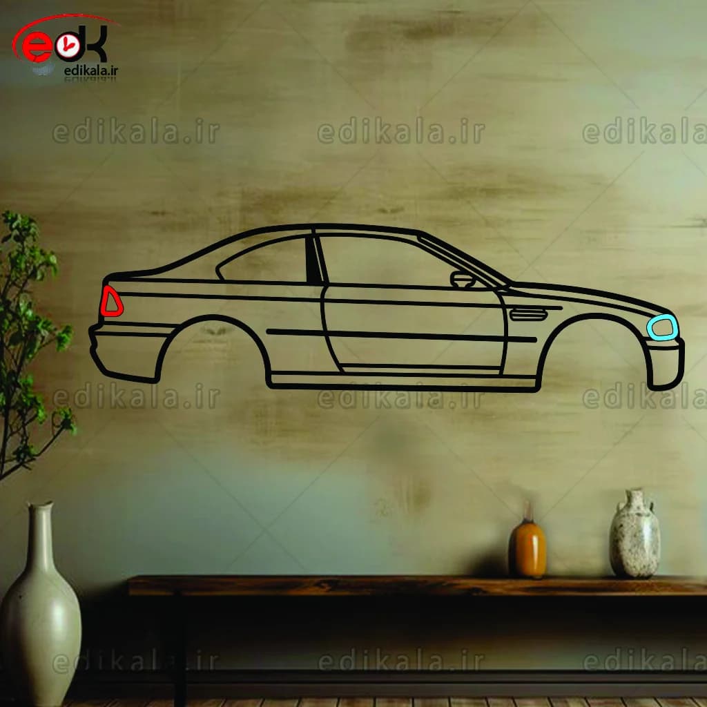 تابلو طرح ماشین BMW شماره 22 با چراغ نئون+آداپتور+با انتخاب سایز و جنس دلخواه
