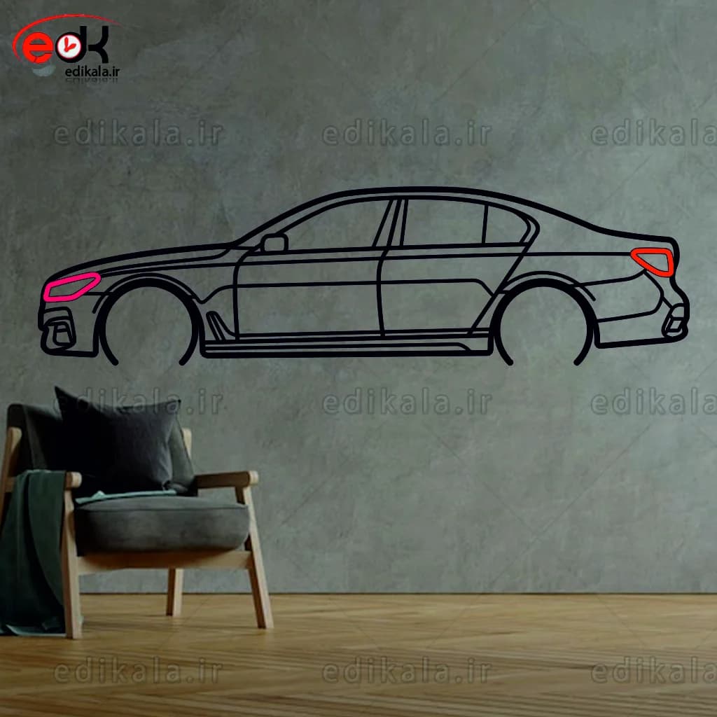 تابلو طرح ماشین BMW شماره 21 با چراغ نئون+آداپتور+با انتخاب سایز و جنس دلخواه — تصویر ۴