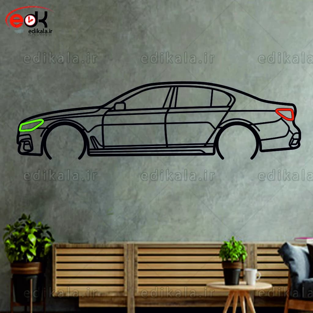 تابلو طرح ماشین BMW شماره 21 با چراغ نئون+آداپتور+با انتخاب سایز و جنس دلخواه — تصویر ۳